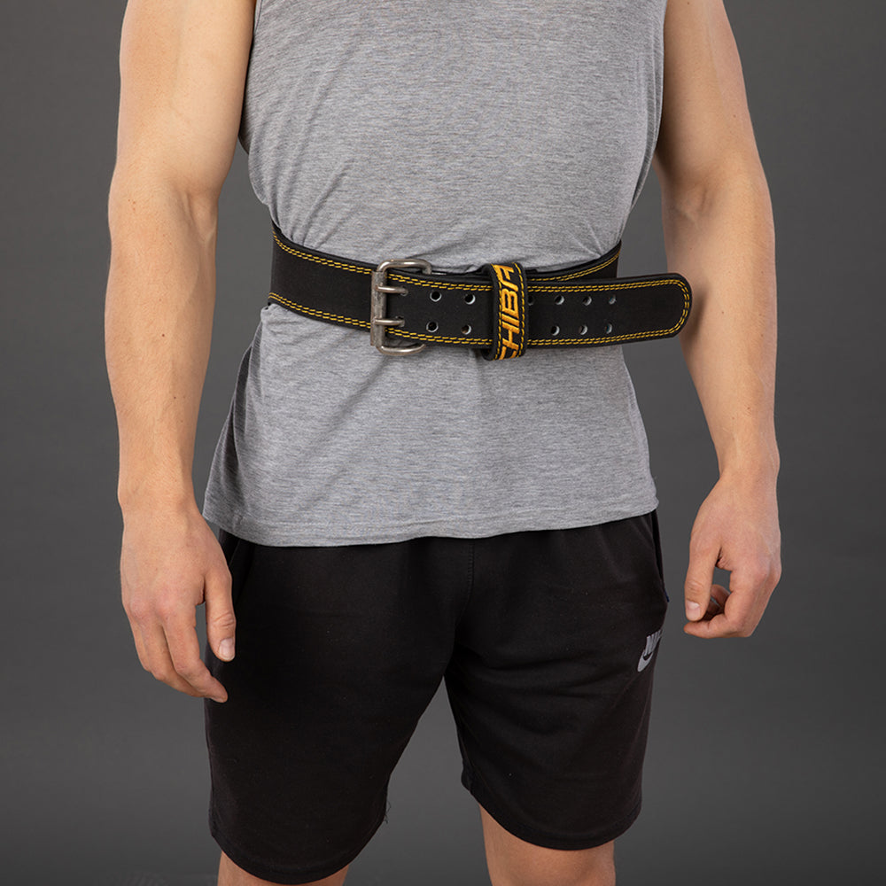 CHIBA Leather Belt 經典真皮重訓健力腰帶 黑配金色