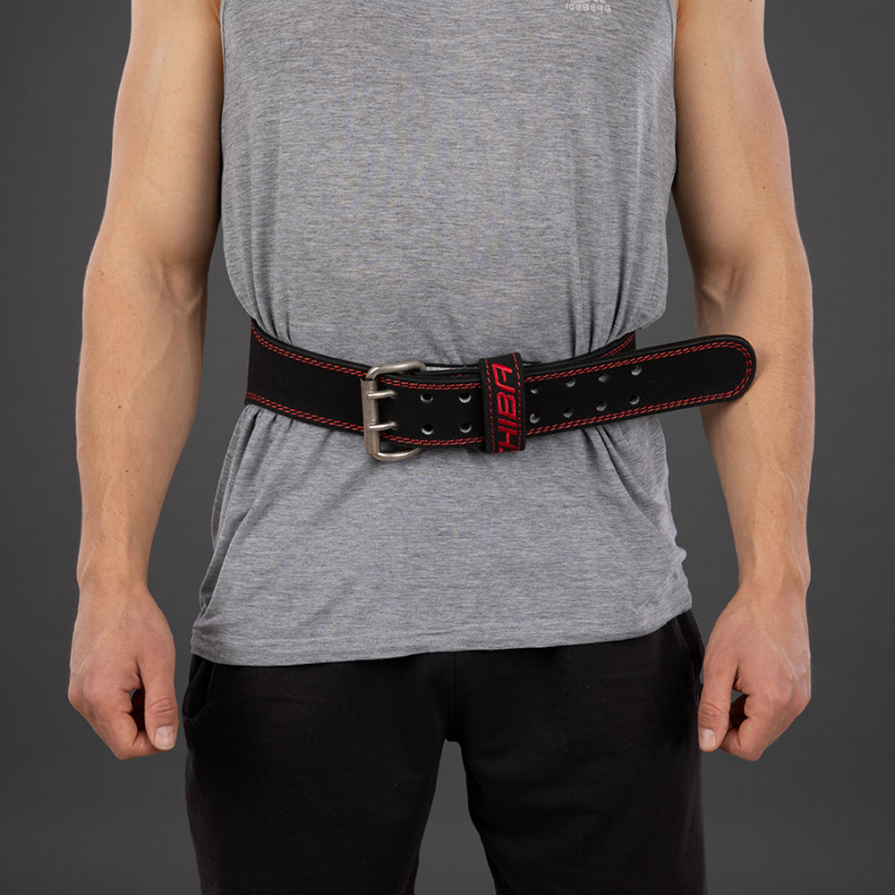 CHIBA Leather Belt 經典真皮重訓健力腰帶 黑配紅色