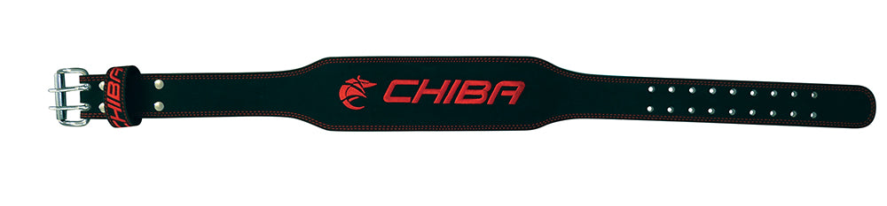 CHIBA Leather Belt 經典真皮重訓健力腰帶 黑配紅色